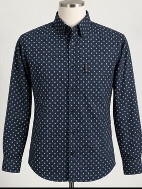 Ben Sherman Navy Polka Dot Button-Up Shirt Jacket